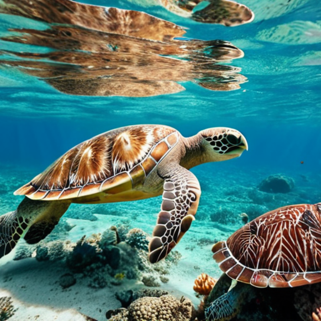 **

"Kenyan coastline recovering: Sea turtles swimming in clear water, free of plastic waste, vibrant coral reefs visible. Symbolizes positive environmental impact."

**