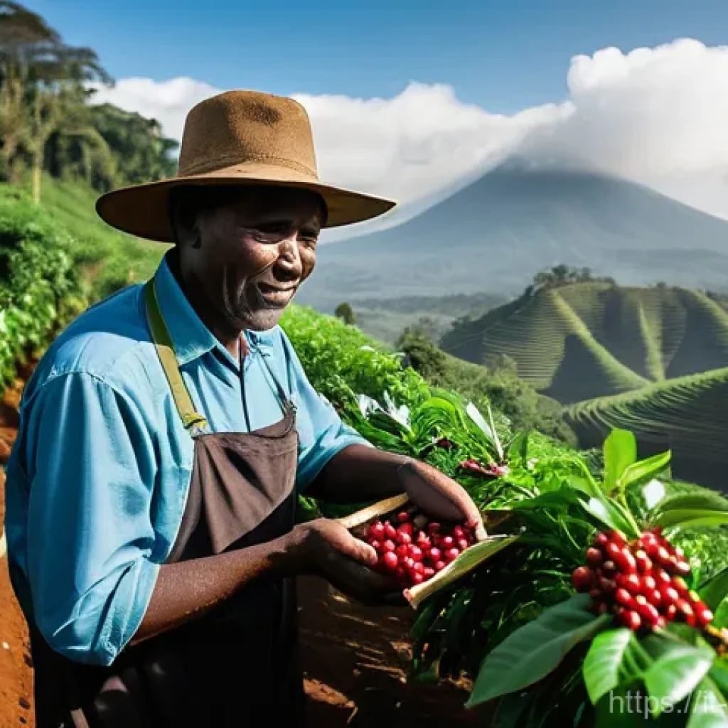 케냐의 주요 수출품 - **Prompt for Kenyan Coffee:**
"A wide, cinematic shot capturing the sprawling, vibrant green cof...
