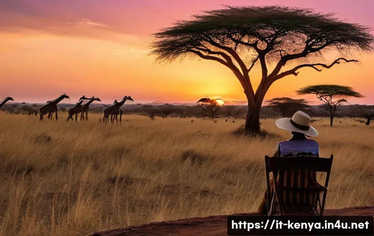 케냐를 배경으로 한 소설 - **"Echoes of the Savanna at Dusk"**
    A serene, wide-angle shot of the Kenyan savanna at golden ho...