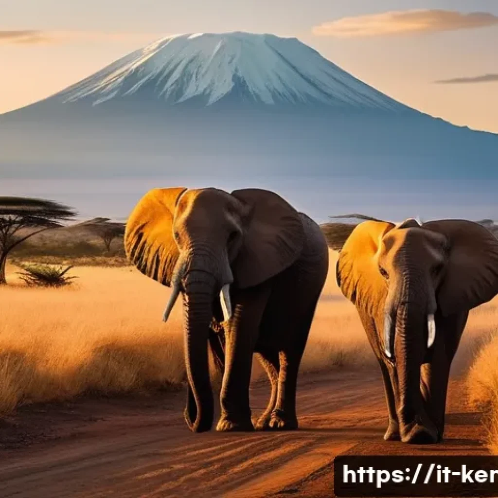 케냐의 빅파이브 동물 - **Amboseli Elephants with Kilimanjaro at Golden Hour**
    "A breathtaking scene in Amboseli Nationa...