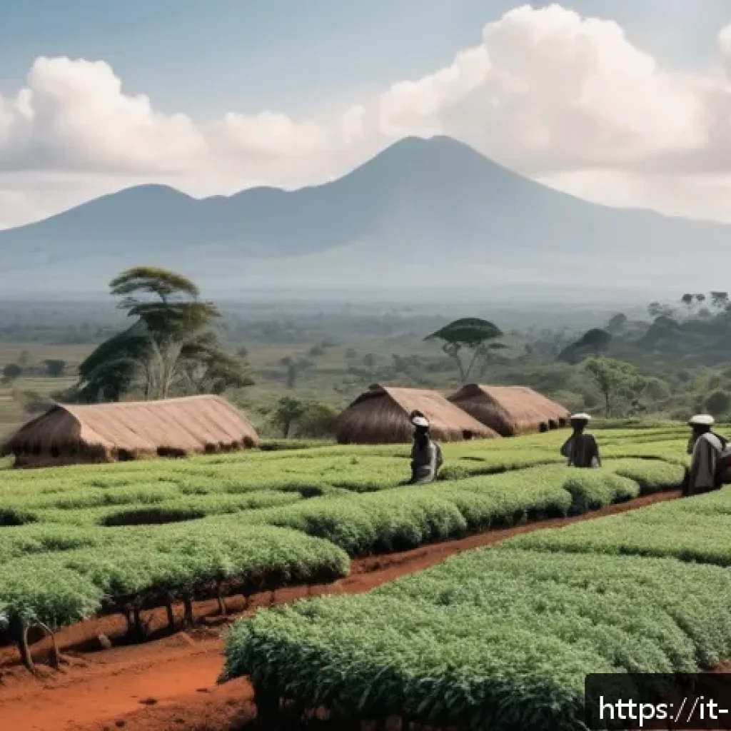 케냐 영국 식민 관계 - A detailed historical scene depicting colonial-era Kenya’s agricultural exploitation: vast tea and c...