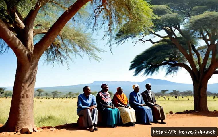 케냐 독립운동 배경 - Photorealistic historical scene of Kenya’s independence movement in the 1950s, Kenyan community lead...
